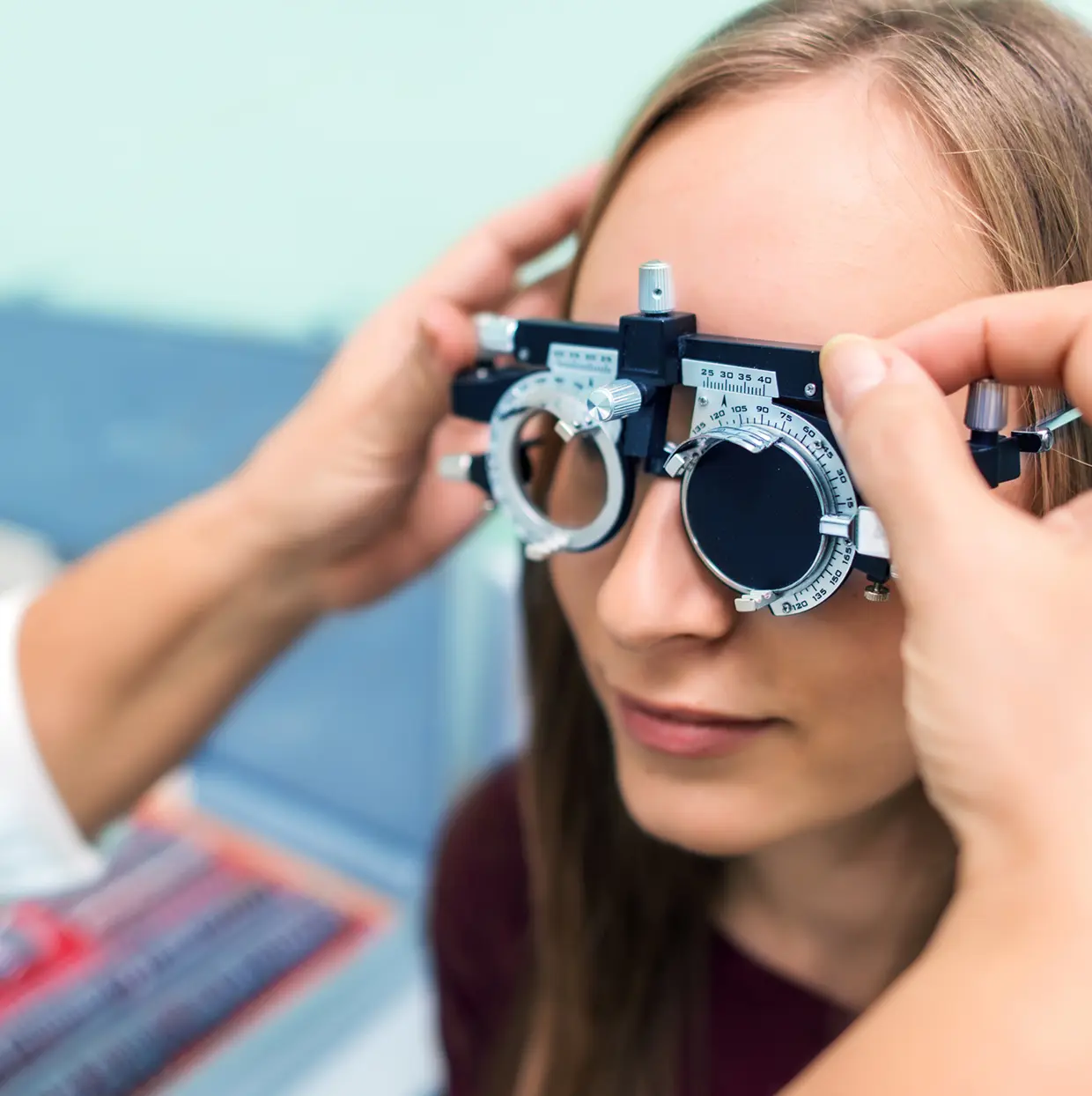 Woman undergoing eye checkup